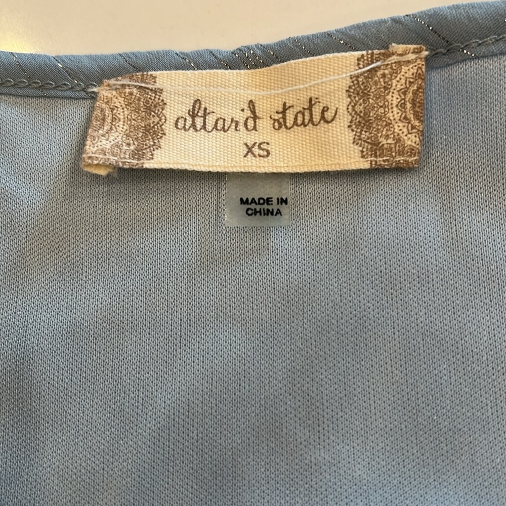 Altar’d State XS Blue Long Sleeve Dress with Silver thread throughout. Like New - Picture 6 of 16